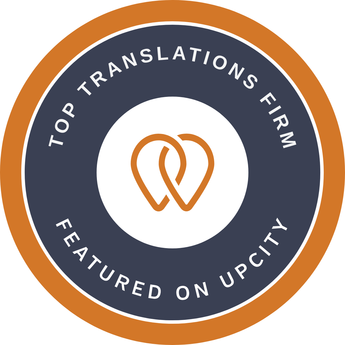 Upcity badge with Top Translations Firm award