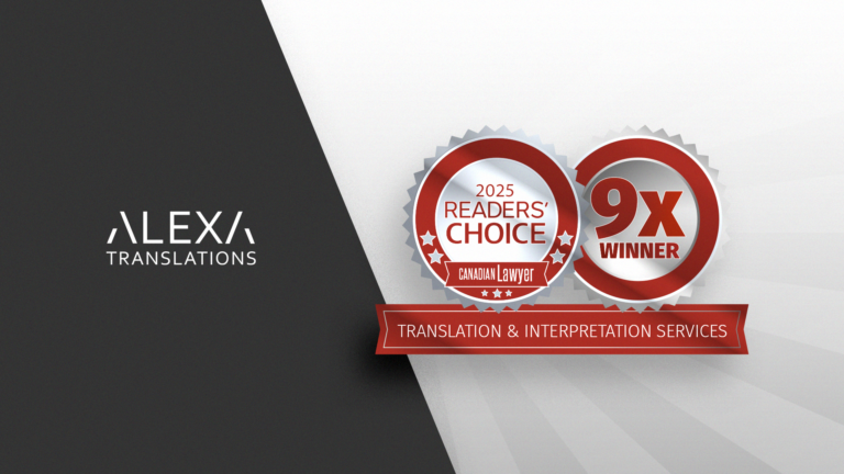 Alexa Translations Wins 9th Consecutive Readers' Choice Award from Canadian Lawyer Magazine